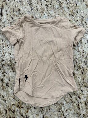 Kids Taupe Short-Sleeve Tee with Lightning Detail